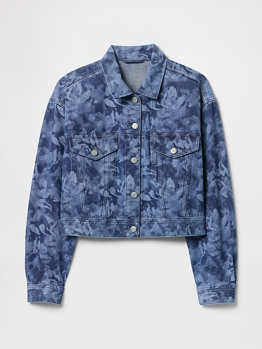 kurze jeansjacke mit blumenmuster