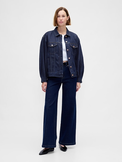 ultraweiche übergroße icon-jeansjacke mit ballonärmeln