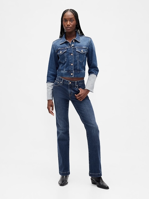 kurze jeansjacke mit nadelbündchen