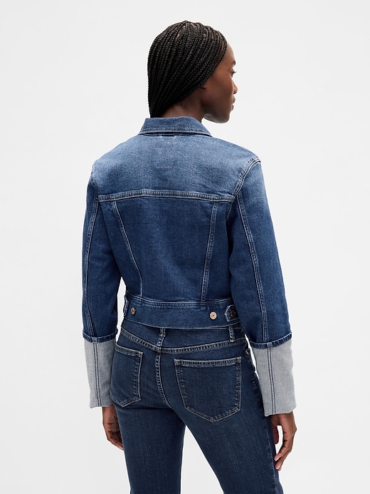 kurze jeansjacke mit nadelbündchen