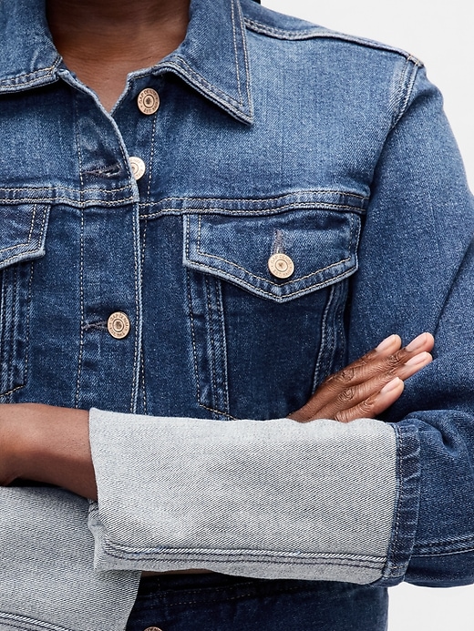 kurze jeansjacke mit nadelbündchen