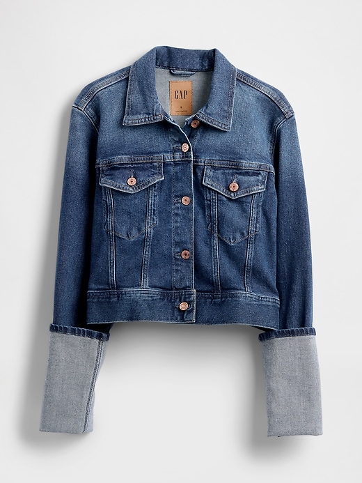 kurze jeansjacke mit nadelbündchen