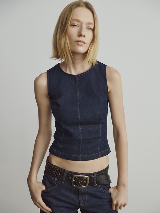 kurze jeansjacke mit nadelbündchen