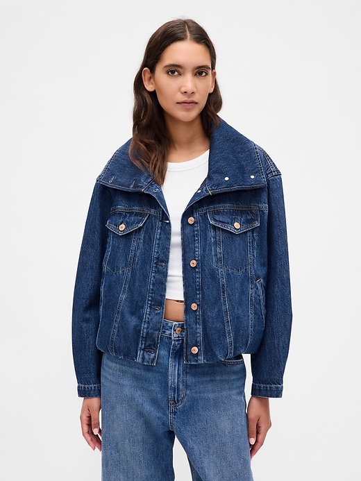 oversize-jeansjacke im cocoon-stil