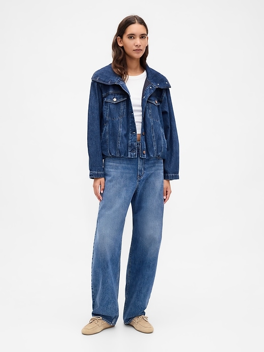 oversize-jeansjacke im cocoon-stil