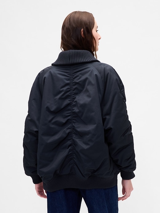oversized bomberjacke mit strickbesatz
