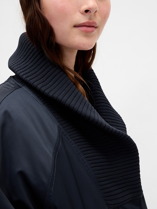 oversized bomberjacke mit strickbesatz