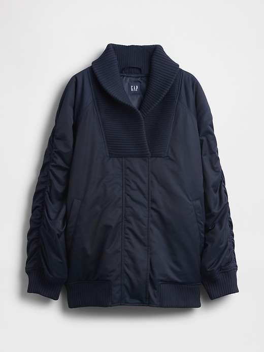 oversized bomberjacke mit strickbesatz