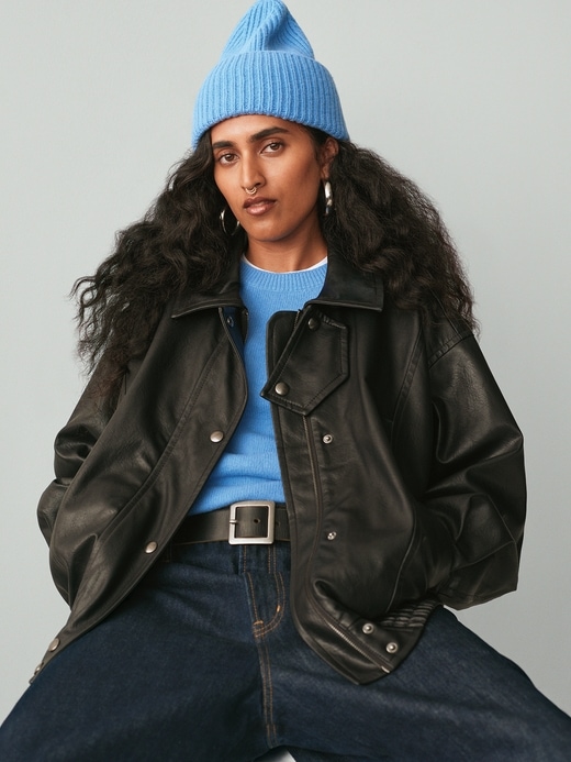 oversized-jacke aus veganem leder