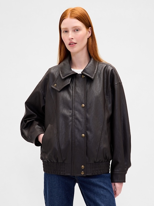 oversized-jacke aus veganem leder