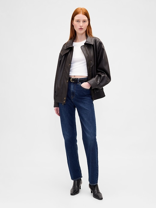 oversized-jacke aus veganem leder