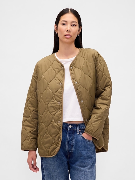 recycelte leichte übergroße steppjacke mit futter