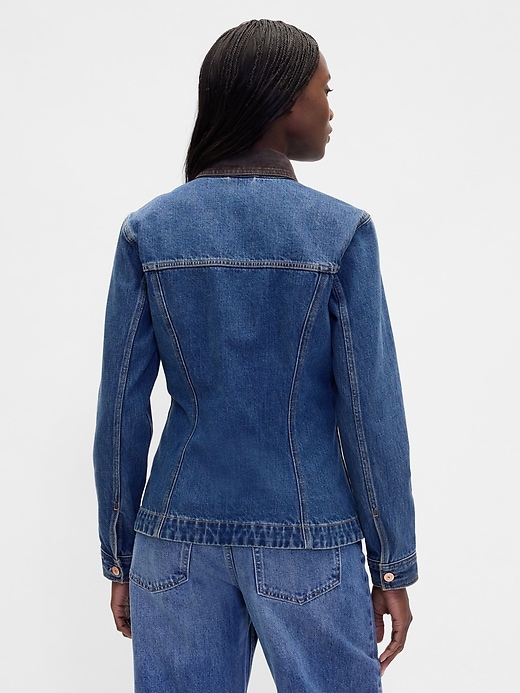 taillierte lange jeansjacke