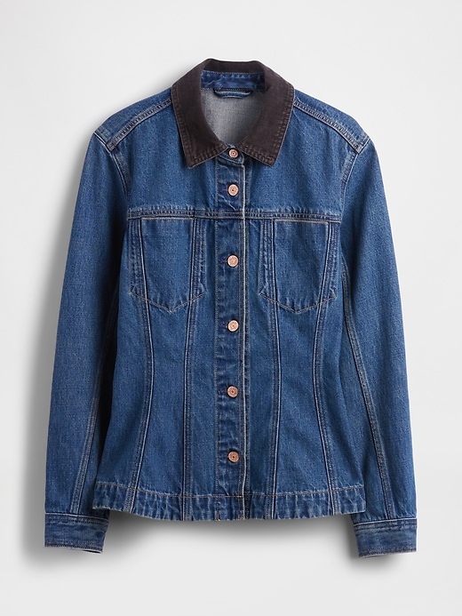 taillierte lange jeansjacke
