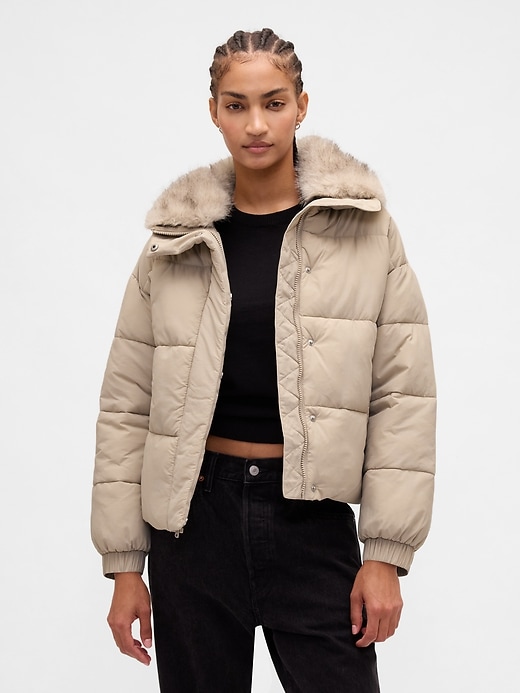 steppjacke mit kunstpelzbesatz