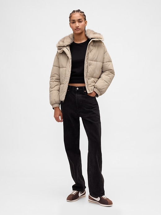 steppjacke mit kunstpelzbesatz