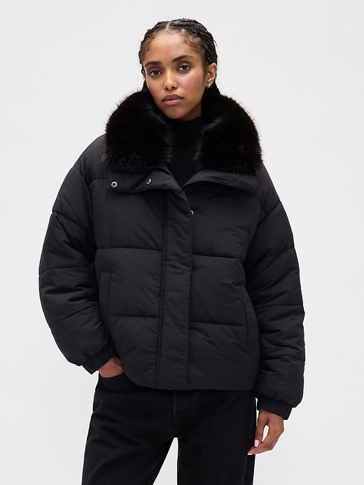 steppjacke mit kunstpelzbesatz