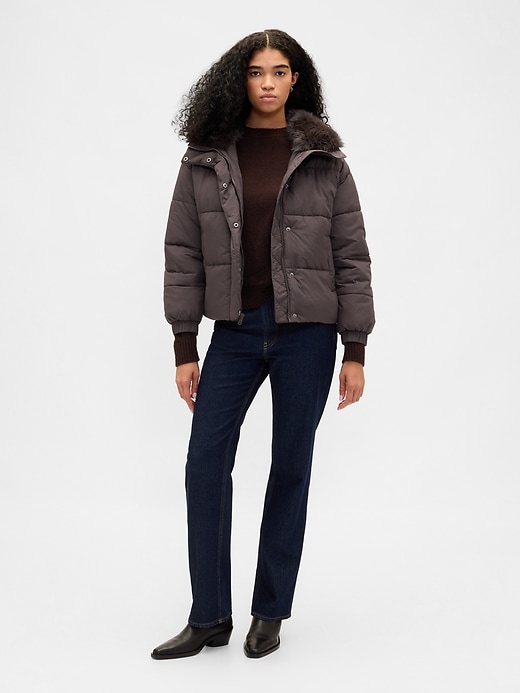 steppjacke mit kunstpelzbesatz