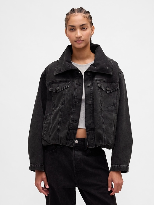 oversize-jeansjacke im cocoon-stil
