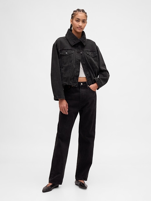 oversize-jeansjacke im cocoon-stil