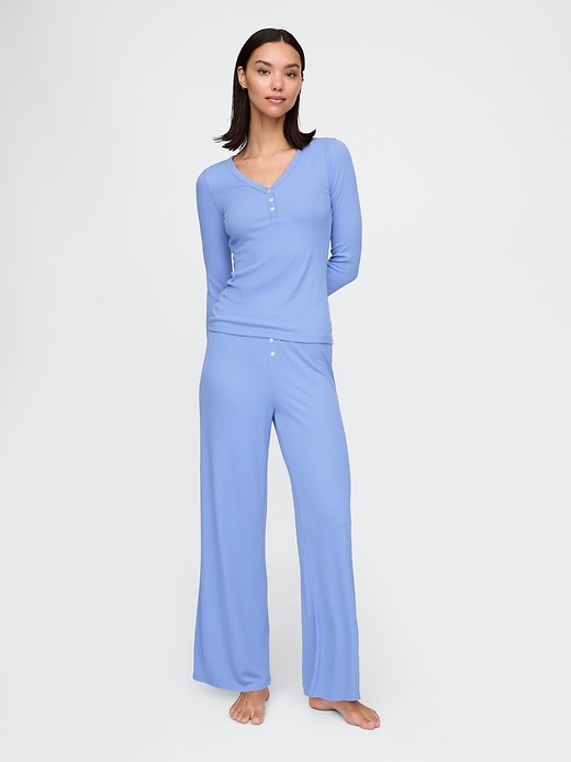 mini-ripp-pyjamahose mit weitem bein