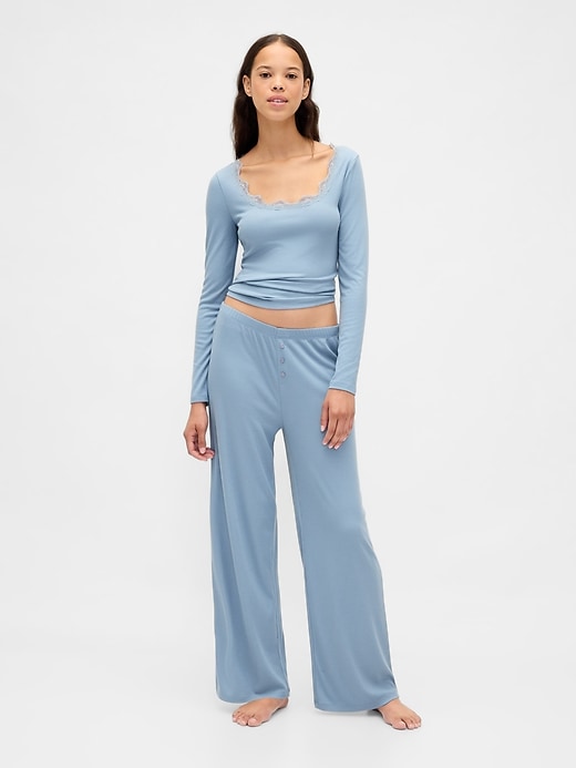 mini-ripp-pyjamahose mit weitem bein