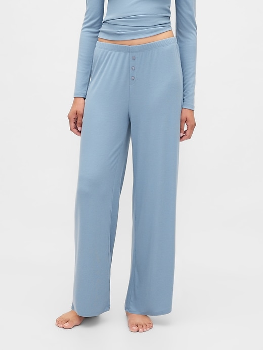 mini-ripp-pyjamahose mit weitem bein