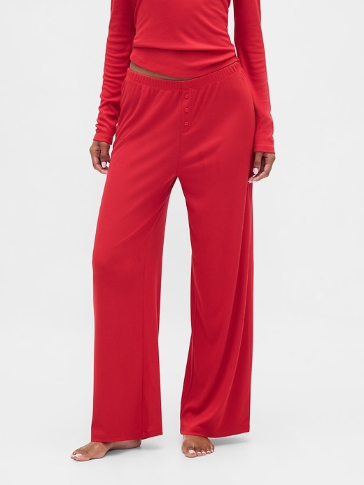 mini-ripp-pyjamahose mit weitem bein
