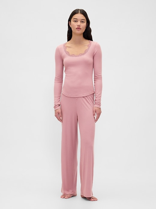 mini-ripp-pyjamahose mit weitem bein