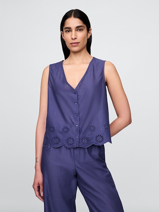 pyjamaoberteil mit Ösensaum