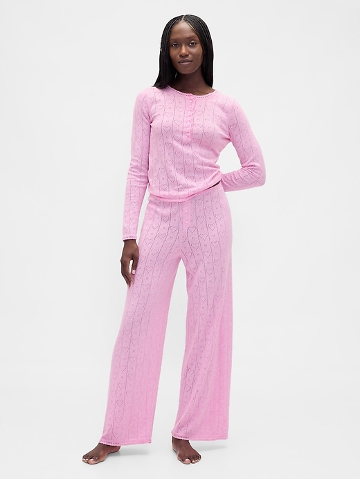 leichtes cashsoft pointelle herz-pyjama-oberteil