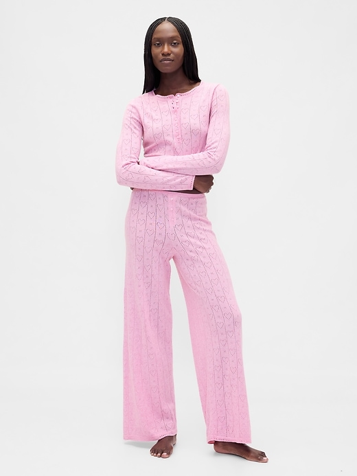 leichte cashsoft pointelle herz-pyjamahose