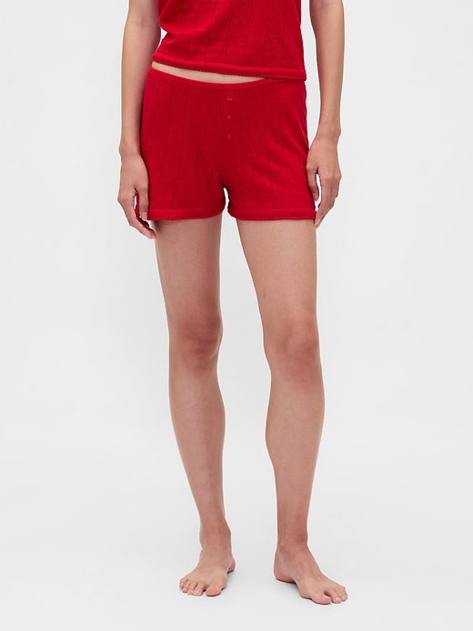 leichte cashsoft pointelle herz-pyjama-shorts