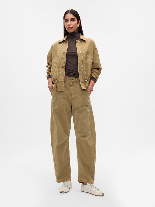 twill-hosen mit mittelhohem bund