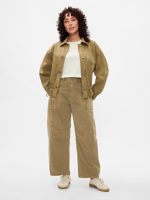 twill-hosen mit mittelhohem bund