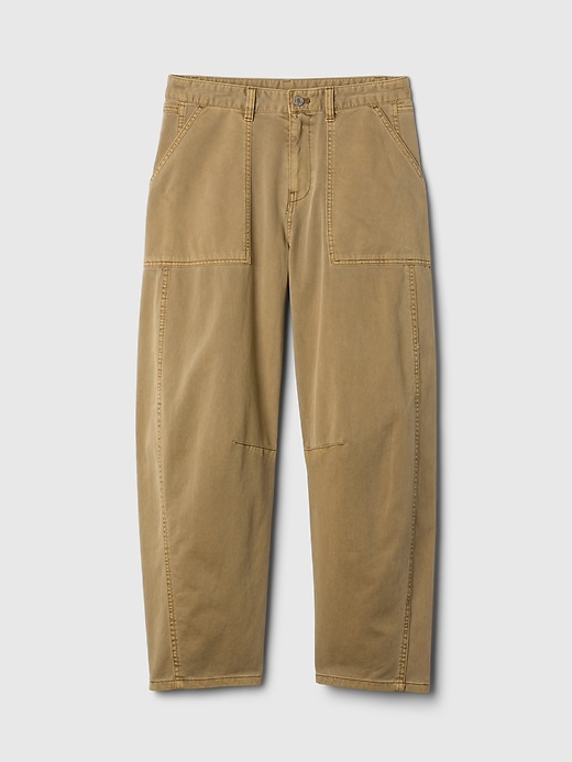 twill-hosen mit mittelhohem bund