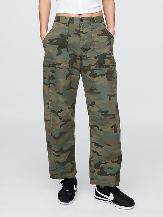 twill-hosen mit mittelhohem bund