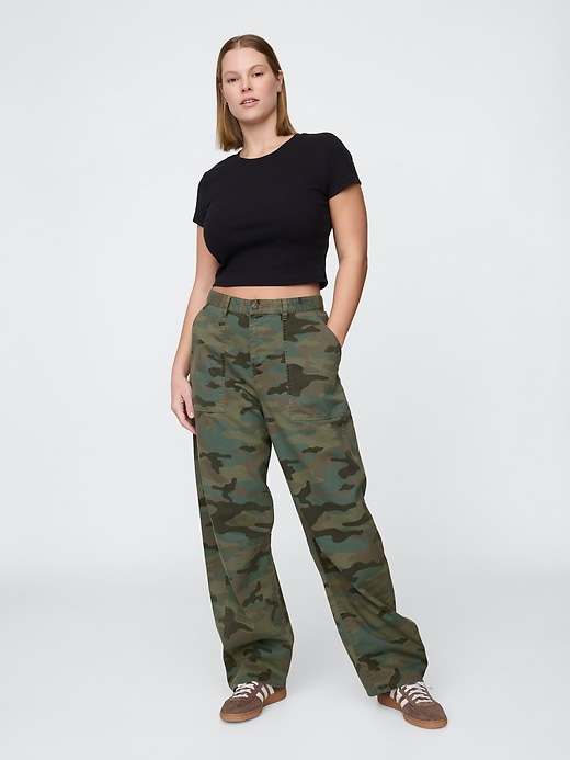 twill-hosen mit mittelhohem bund