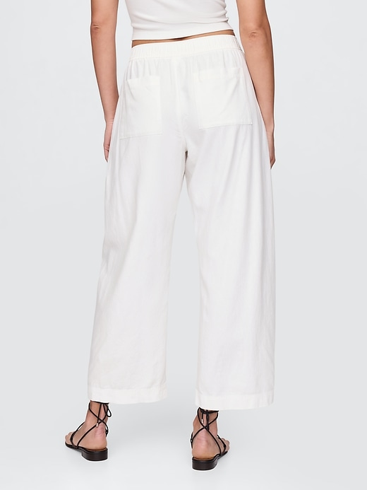 bequeme hose aus leinenmischgewebe mit mittelhohem bund