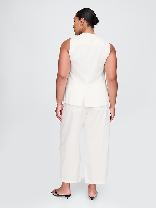 bequeme hose aus leinenmischgewebe mit mittelhohem bund
