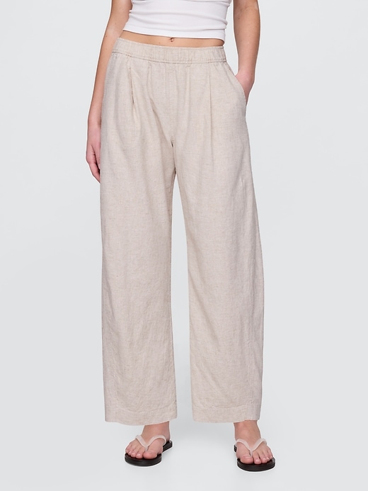 bequeme hose aus leinenmischgewebe mit mittelhohem bund