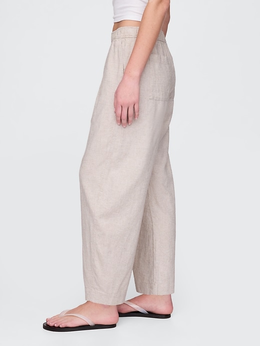 bequeme hose aus leinenmischgewebe mit mittelhohem bund