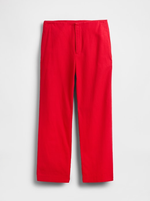 lässige gerade geschnittene knöchelhose aus leinenmischgewebe