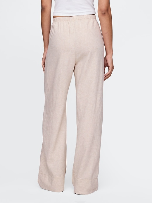 bequeme hose aus leinenmischgewebe mit weitem saum