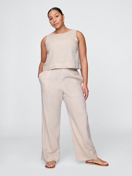bequeme hose aus leinenmischgewebe mit weitem saum