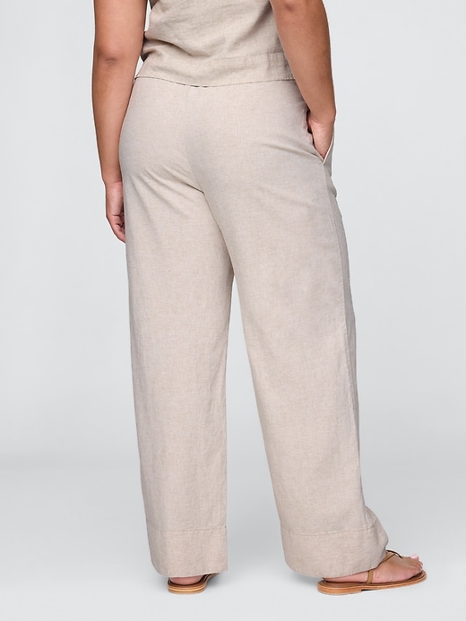 bequeme hose aus leinenmischgewebe mit weitem saum