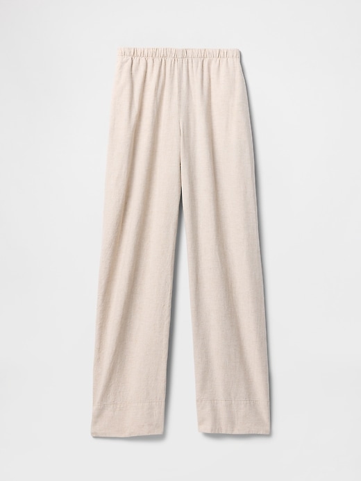 bequeme hose aus leinenmischgewebe mit weitem saum