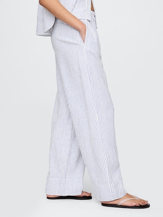 bequeme hose aus leinenmischgewebe mit weitem saum
