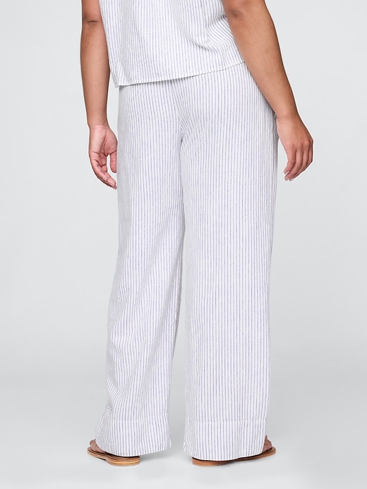 bequeme hose aus leinenmischgewebe mit weitem saum