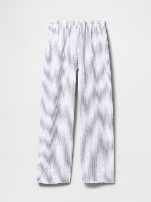 bequeme hose aus leinenmischgewebe mit weitem saum